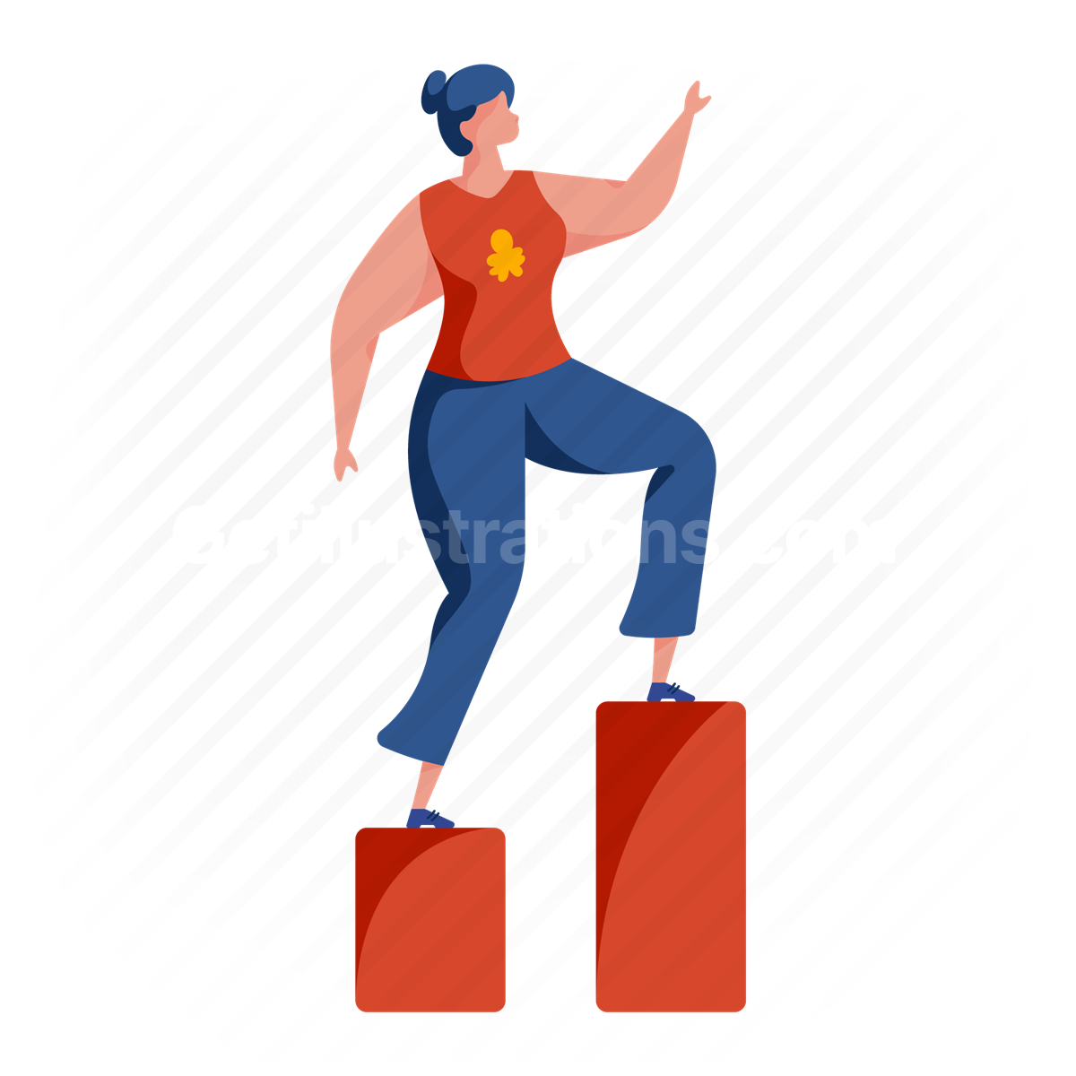 woman, climb, steps, achievement, target